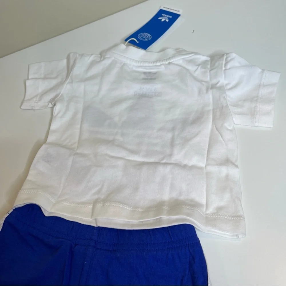 ADIDAS KIDS Baby White & Blue Trefoil T-Shirt & Shorts